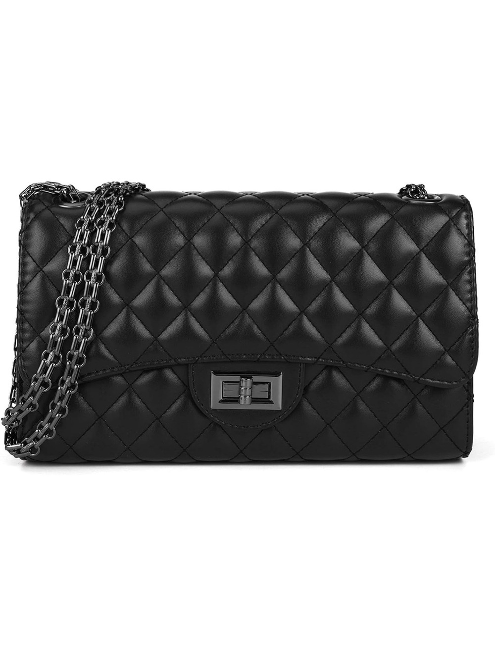 Classic Quilted Black Shoulder Bag - Chain Strap